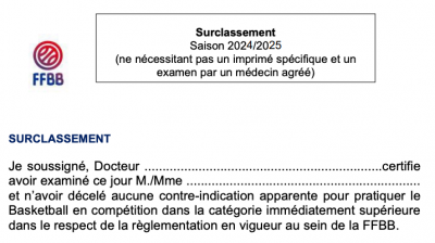 imprimé surclassement 2024-2025 (médecin de famille)