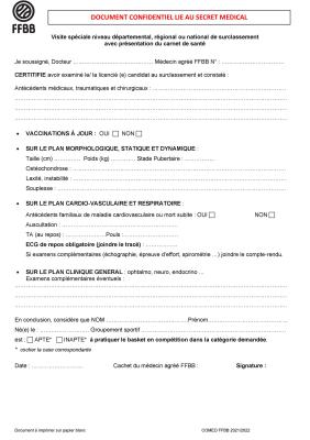 Formulaire du certificat d’aptitude au surclassement (Médecin agréé)
